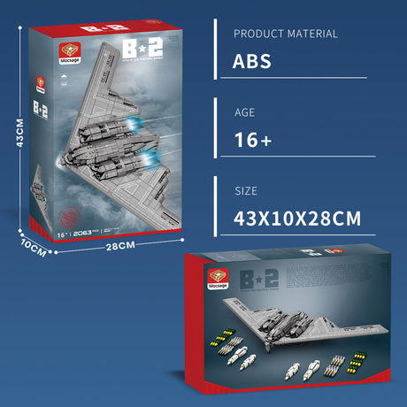 Mocsage MOC-166363 B2 Spirit 1/70 Scale Flying-Wing Ultra-High-Speed Intercontinental Stealth Strategic Bomber Model Building Blocks Set (1977PCS) - cubertime