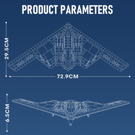 Mocsage MOC-166363 B2 Spirit 1/70 Scale Flying-Wing Ultra-High-Speed Intercontinental Stealth Strategic Bomber Model Building Blocks Set (1977PCS) - cubertime