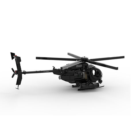 Mocsage MOC-88275 MH-6 Little Bird Helicopter Model Building Blocks Set - cubertime