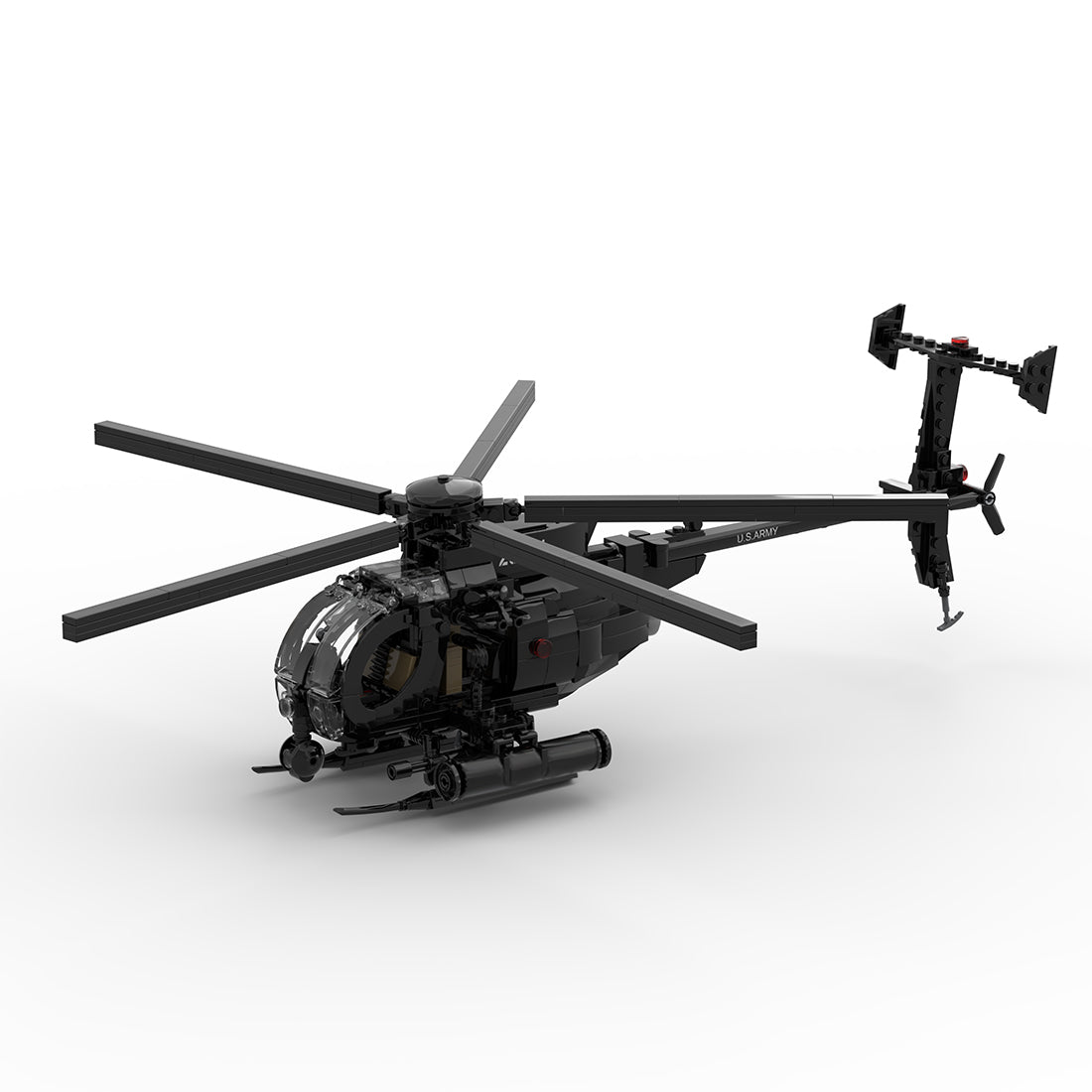 Mocsage MOC-88275 MH-6 Little Bird Helicopter Model Building Blocks Set - cubertime