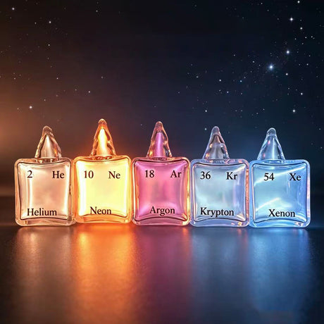 Periodic Table Inert Gas Collection Set, High Purity Glass Sealed Display for Science Enthusiasts (Cube)