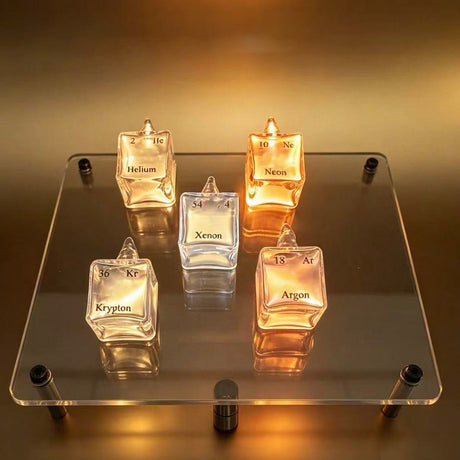 Periodic Table Inert Gas Collection Set, High Purity Glass Sealed Display for Science Enthusiasts (Cube)