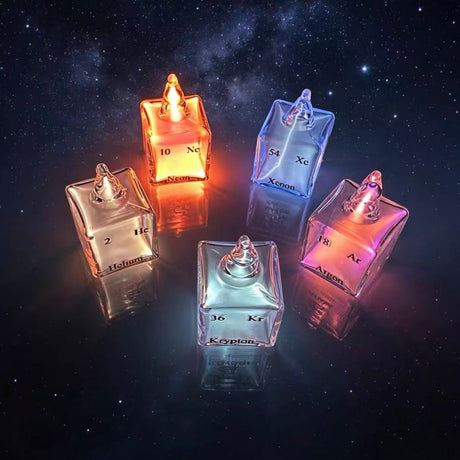 Periodic Table Inert Gas Collection Set, High Purity Glass Sealed Display for Science Enthusiasts (Cube)