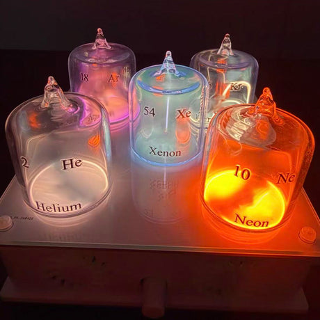 Periodic Table Inert Gas Collection Set, High Purity Glass Sealed Display for Science Enthusiasts (Cylinder) - cubertime