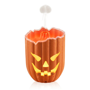 Pumpkin Aroma Diffuser, Halloween Pumpkin Humidifier with Colorful LED Lights, Ultrasonic Cool Mist Essential Oil Diffuser with Jellyfish Mist and Flame Effects, 300mL Water Tank for Bedroom Home Decor - cubertime
