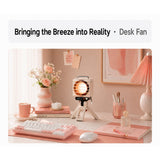 Retro Spotlight Desk Fan, 100-Level Stepless Rate Control, RGB Ambient Light, LED Dot Display, 5000mAh Rechargeable Battery, Type-C Charging, Adjustable Tripod Stand and Magnetic Grill Cover - cubertime