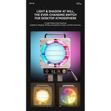 Retro Spotlight Desk Fan, 100-Level Stepless Rate Control, RGB Ambient Light, LED Dot Display, 5000mAh Rechargeable Battery, Type-C Charging, Adjustable Tripod Stand and Magnetic Grill Cover - cubertime