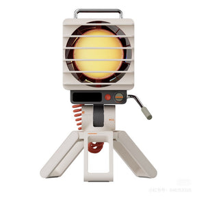 Retro Spotlight Desk Fan, 100-Level Stepless Rate Control, RGB Ambient Light, LED Dot Display, 5000mAh Rechargeable Battery, Type-C Charging, Adjustable Tripod Stand and Magnetic Grill Cover - cubertime