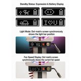 Retro Spotlight Desk Fan, 100-Level Stepless Rate Control, RGB Ambient Light, LED Dot Display, 5000mAh Rechargeable Battery, Type-C Charging, Adjustable Tripod Stand and Magnetic Grill Cover - cubertime