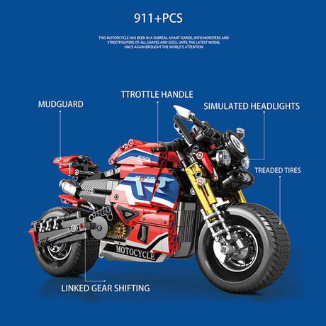MOC Retro Street Motorcycle Model Assembly Toy Building Blocks (943PCS)
