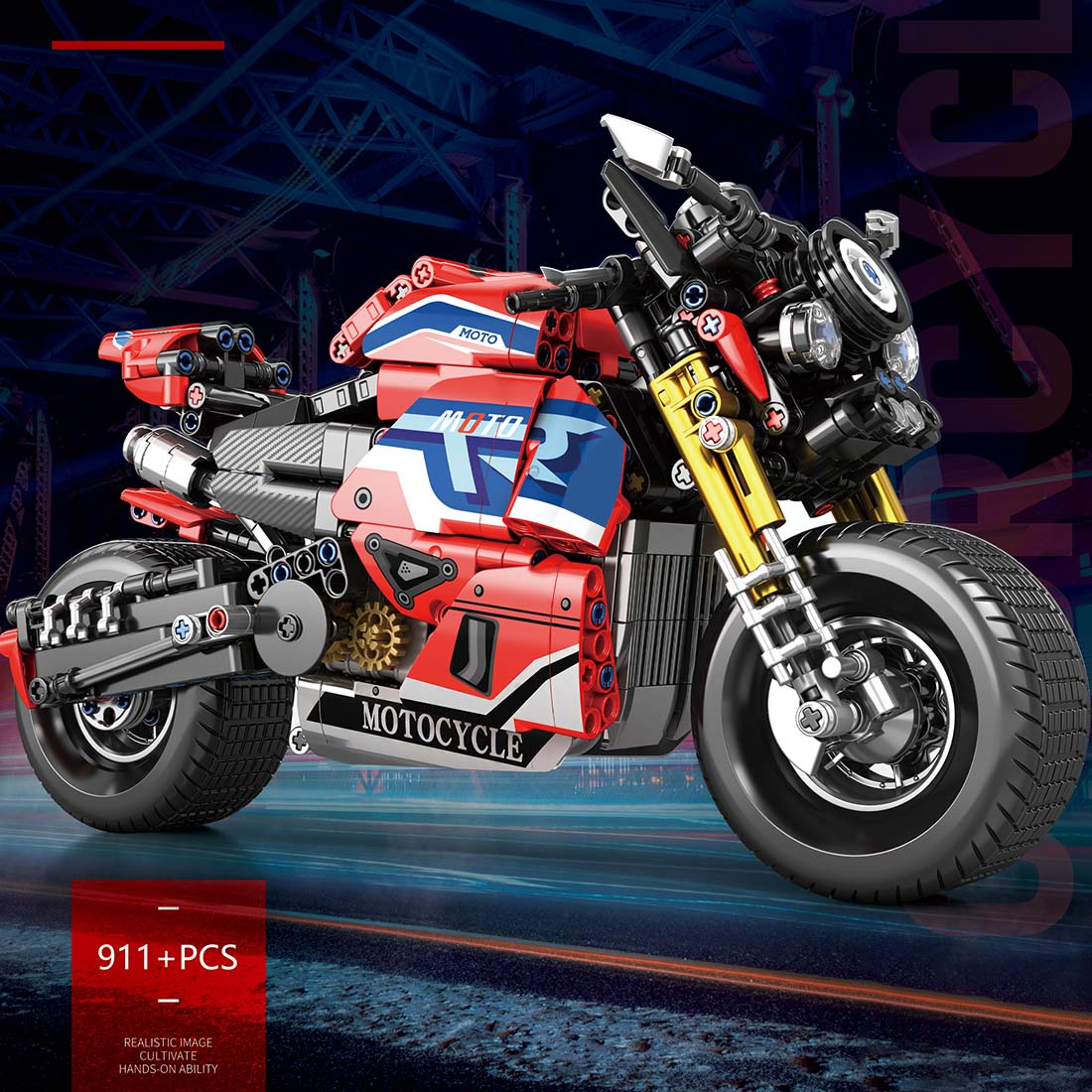 MOC Retro Street Motorcycle Model Assembly Toy Building Blocks (943PCS)