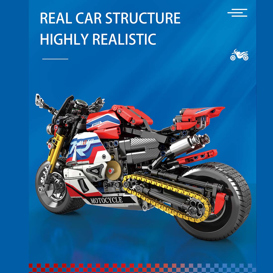 MOC Retro Street Motorcycle Model Assembly Toy Building Blocks (943PCS)