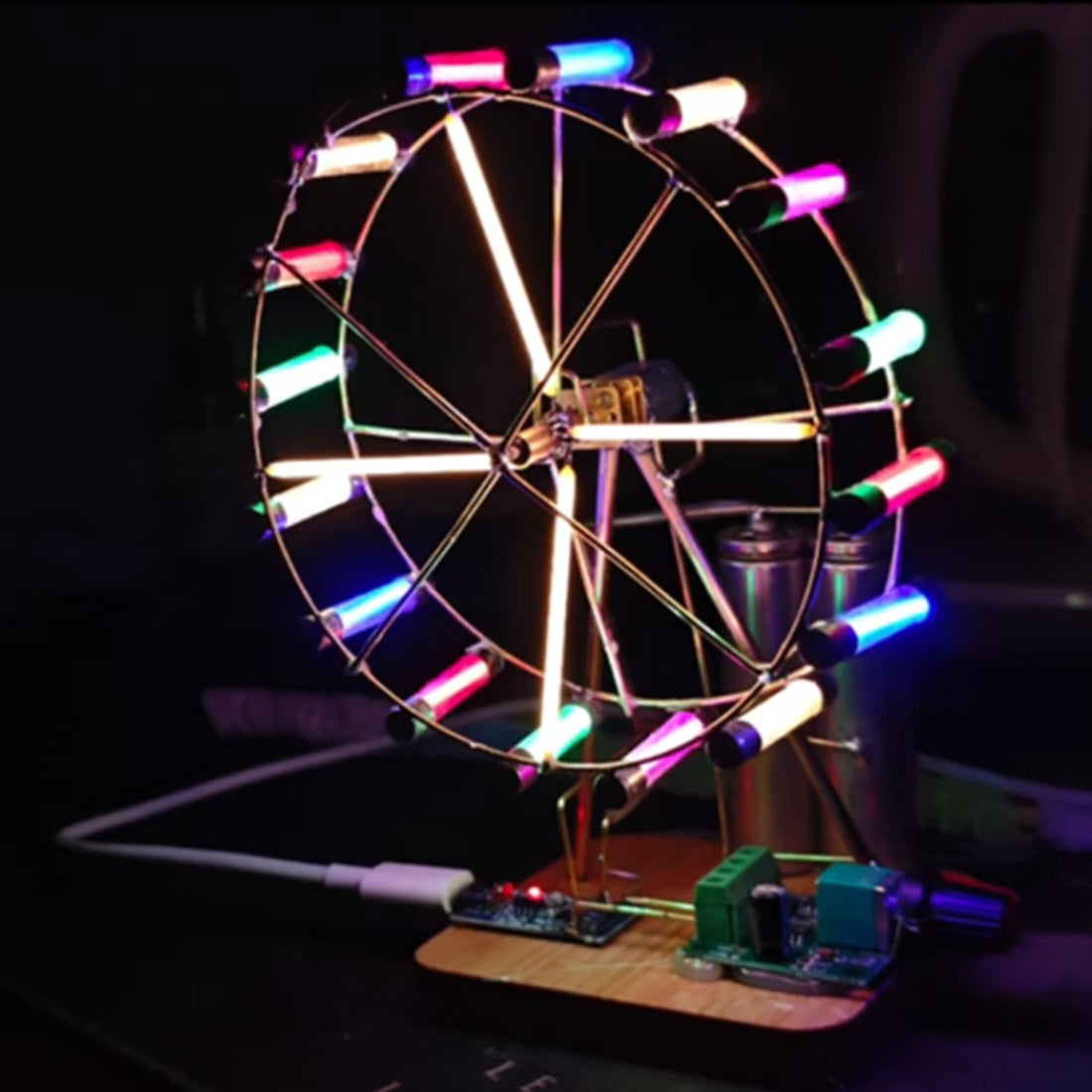 Rotating Colorful Ferris Wheel DIY Kit (Manual Soldering) - cubertime