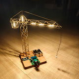 STEM DIY Metal Wire Sculpture Tower Crane Night Light Kit – No-Bend, No-Solder Circuit Building, LED Lamp Shade Included - cubertime