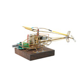STEM Metal Wire Helicopter DIY Sculpture Kit with LED Light Strip, Rechargeable Rotating Night Lamp, Iron Art Craft Assembly Set - cubertime