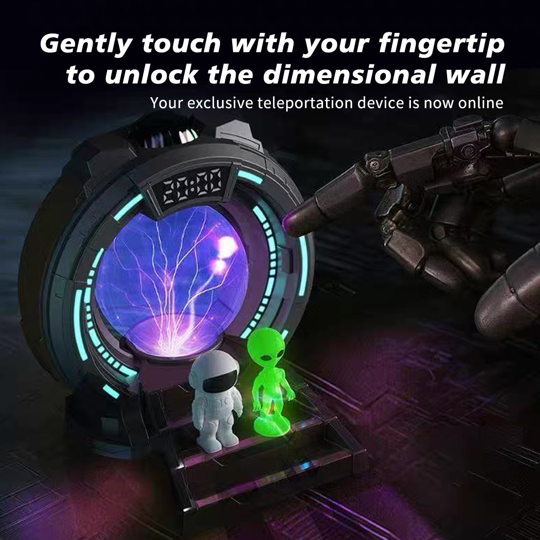 Sci-Fi Warp Gate Portal Plasma Globe Projection Lamp with LED Clock