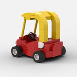 MOC-69845 Slammed Retro Custom Desktop Display Collectible for Adults, Creative Stance Car Building Blocks Retro Red Yellow Car(75PCS) - cubertime