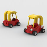 MOC-69845 Slammed Retro Custom Desktop Display Collectible for Adults, Creative Stance Car Building Blocks Retro Red Yellow Car(75PCS) - cubertime