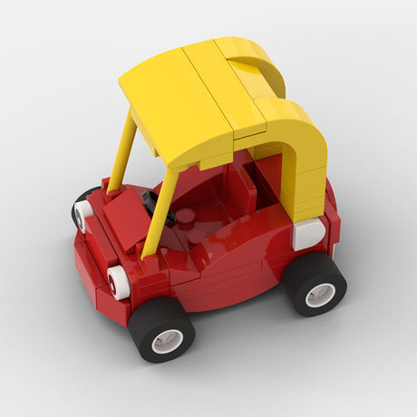 MOC-69845 Slammed Retro Custom Desktop Display Collectible for Adults, Creative Stance Car Building Blocks Retro Red Yellow Car(75PCS) - cubertime