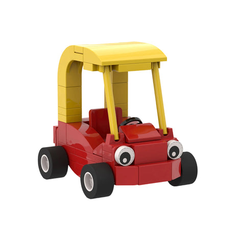 MOC-69845 Slammed Retro Custom Desktop Display Collectible for Adults, Creative Stance Car Building Blocks Retro Red Yellow Car(75PCS) - cubertime