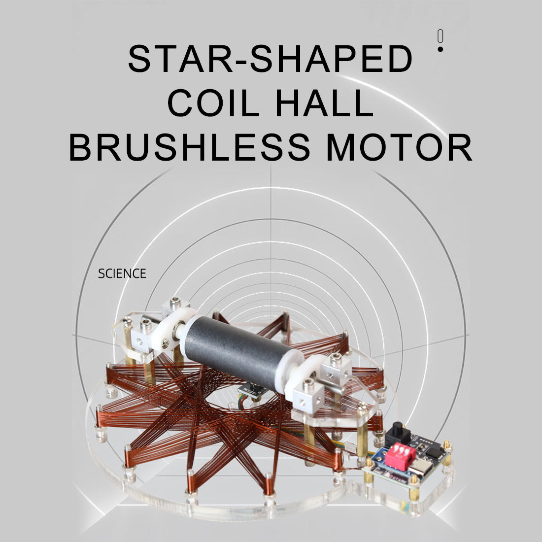 Star Coil Brushless Motor Model, Hall Sensor Motor STEM Demonstration Kit, Powered Desktop Display, Transparent Acrylic Engineering Model, Science Education & Tech Desk Decor  - cubertime