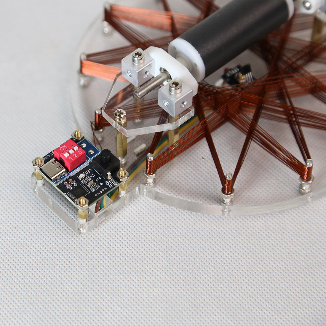 Star Coil Brushless Motor Model, Hall Sensor Motor STEM Demonstration Kit, Powered Desktop Display, Transparent Acrylic Engineering Model, Science Education & Tech Desk Decor  - cubertime