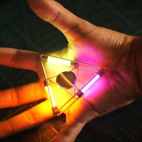 Triangle Glowing Tube Light Vintage Industrial Style Metal Wire Desk Lamp DIY Sculpture Kit - cubertime