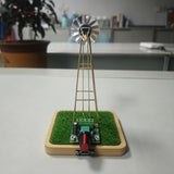 Vintage Industrial Style American Windmill Welding Lamp Metal Wire DIY Sculpture Kit with Stainless Steel Fan (Grass Base Version) - cubertime