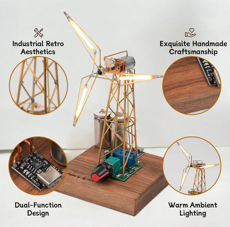 Vintage Industrial Style Windmill Lamp Metal Wire DIY Sculpture Kit - cubertime