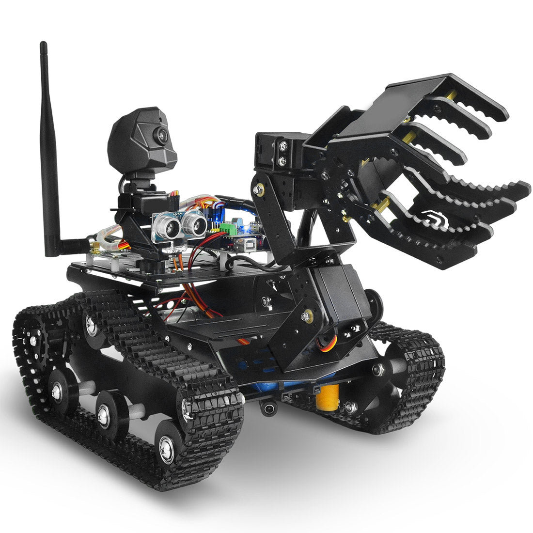 WiFi Video Tracked Robotic Car with Arduino-MEGA2560-Compatible Control Board (A1 Claw Configuration) - CUBERTIME
