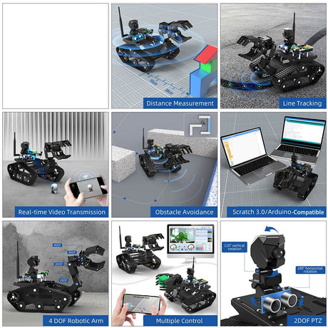 WiFi Video Tracked Robotic Car with Arduino-MEGA2560-Compatible Control Board (A2 Claw Configuration) - cubertime