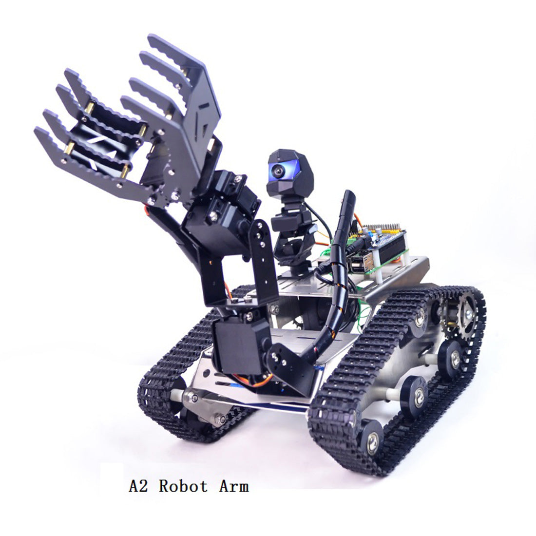 WiFi Video Tracked Robotic Car with Arduino-MEGA2560-Compatible Control Board (A2 Claw Configuration) - cubertime