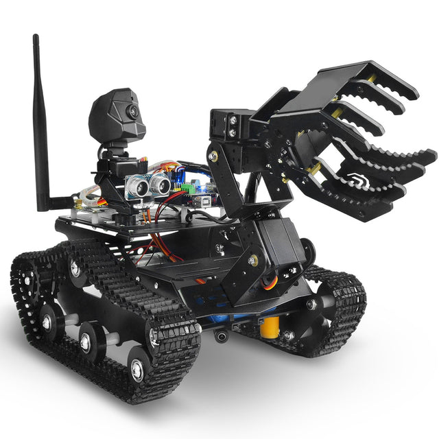 WiFi Video Tracked Robotic Car with Arduino-MEGA2560-Compatible Control Board (A2 Claw Configuration) - cubertime