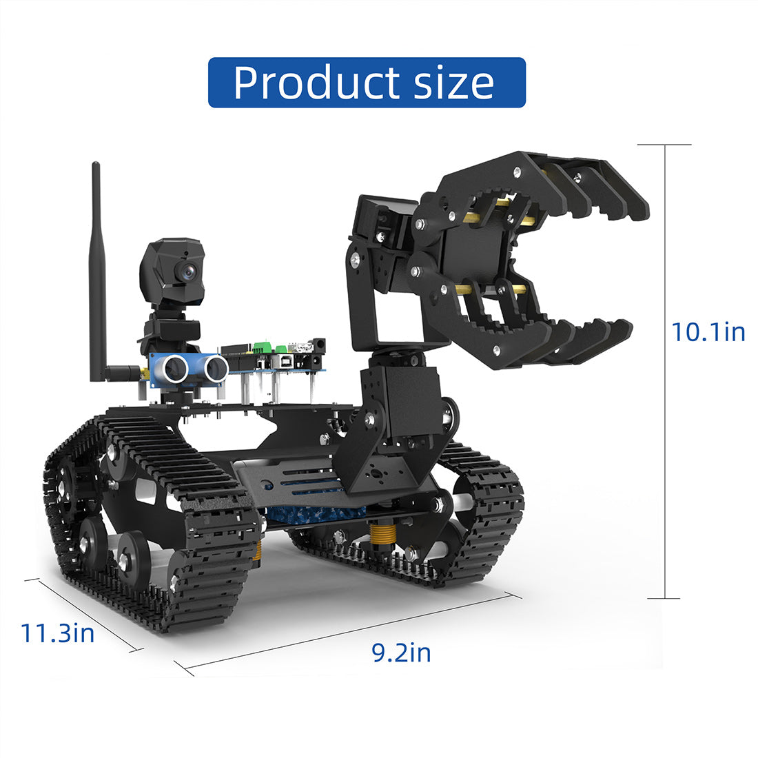WiFi Video Tracked Robotic Car with Arduino-MEGA2560-Compatible Control Board (A2 Claw Configuration) - cubertime