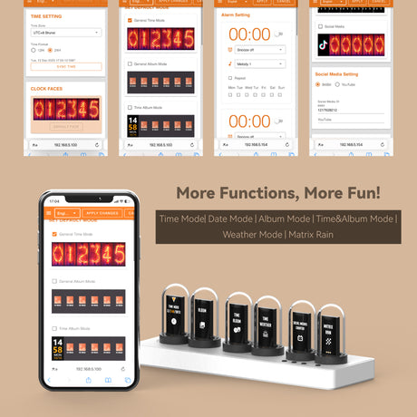 Wireless Connected IPS Mini Color Screen Clock, Nixie Tube Style Desk Alarm Clock, Weather Forecast Display, APP Control, Digital Desktop Clock for Gaming Setup and Office Decor - cubertime