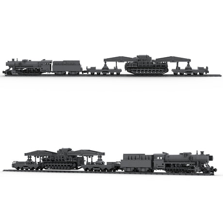 World War II Series German Carl Self-propelled Mortar Railroad-carrying Small Particle Building Blocks Model(2974pcs/Genuine Authorized Static Version) - cubertime